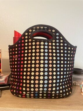 Built NY tote bag multi color polka dots neoprene